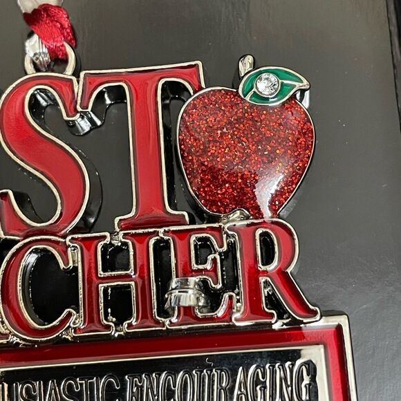 “Best Teacher” Christmas Ornament w/Glitter Apple & Beautiful Compliments - Picture 8 of 8